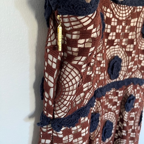 Tory Burch 595$! Size 2 Sally Crochet Lace Lattice Floral Sleeveless Dress - Picture 3 of 6